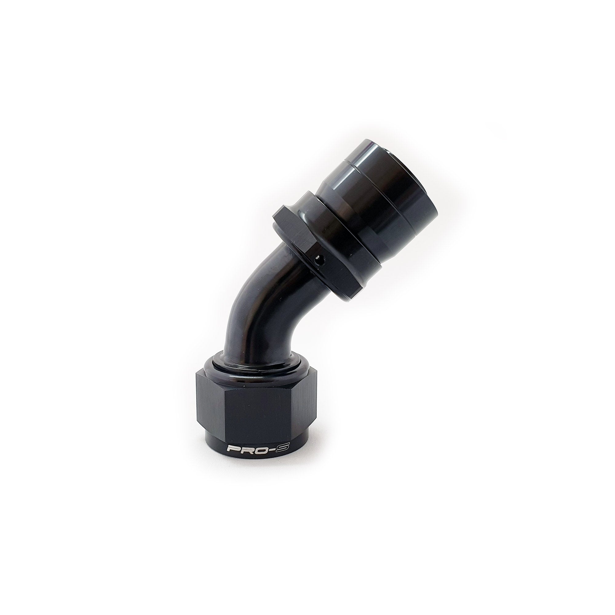 45° PRO-S connection for braided hose with black end